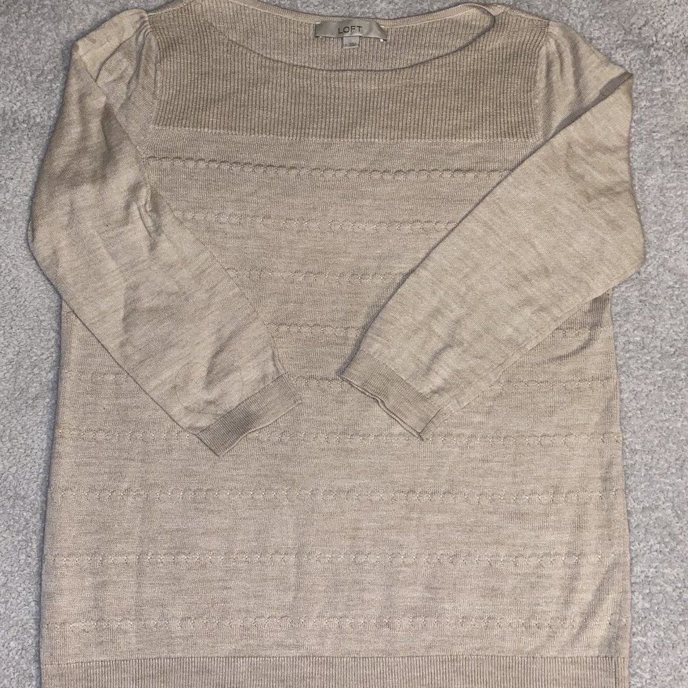Loft Tan Quarter Length Sweater